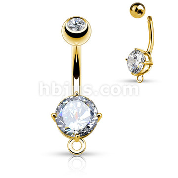316L Surgical Steel 316L Surgical Steel Round CZ Prong Set O-Ring for... - Image 3