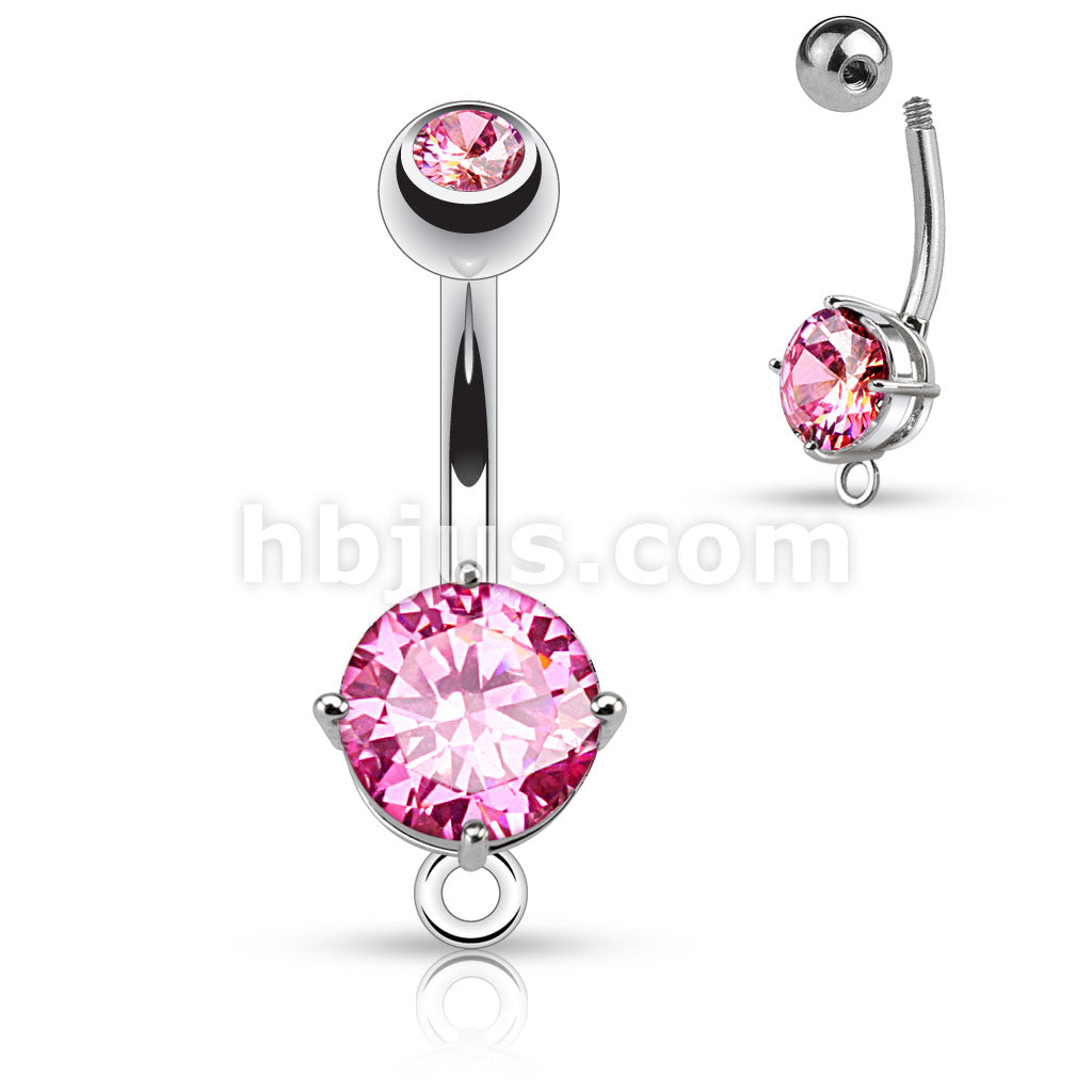 316L Surgical Steel 316L Surgical Steel Round CZ Prong Set O-Ring for... - Image 4