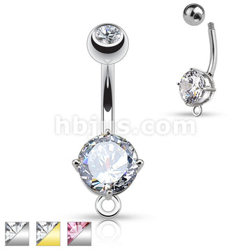 316L Surgical Steel 316L Surgical Steel Round CZ Prong Set O-Ring for...
