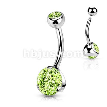 316L Surgical Steel Navel Ring with Prong Set Gem - Image 5