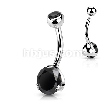 316L Surgical Steel Navel Ring with Prong Set Gem - Image 6
