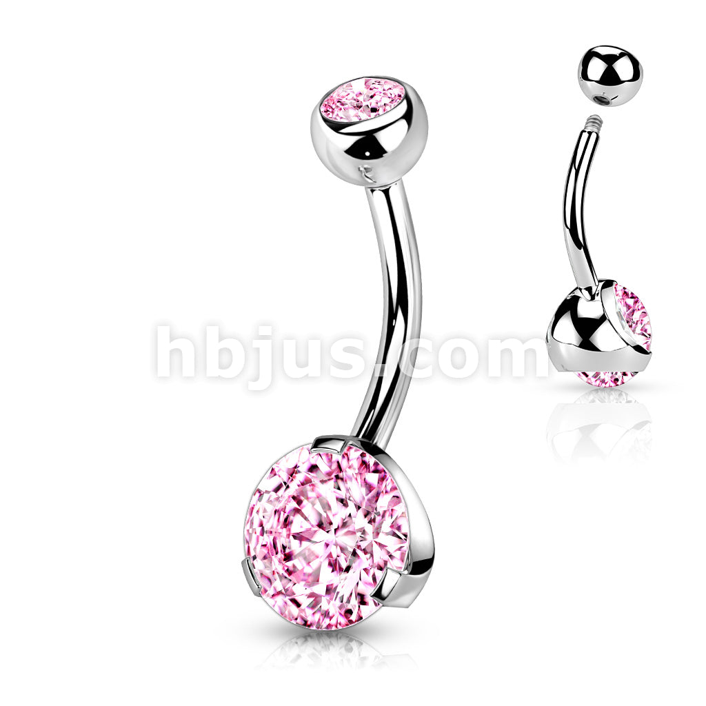 316L Surgical Steel Navel Ring with Prong Set Gem - Image 7