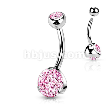 316L Surgical Steel Navel Ring with Prong Set Gem - Image 7