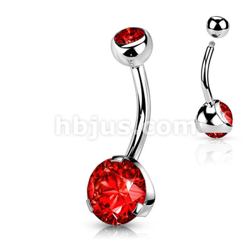 316L Surgical Steel Navel Ring with Prong Set Gem - Image 9
