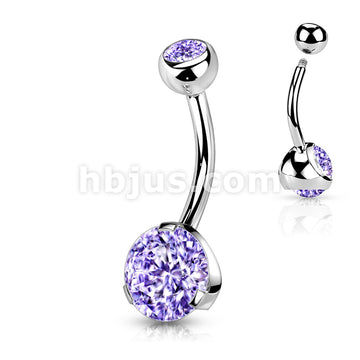 316L Surgical Steel Navel Ring with Prong Set Gem - Image 10