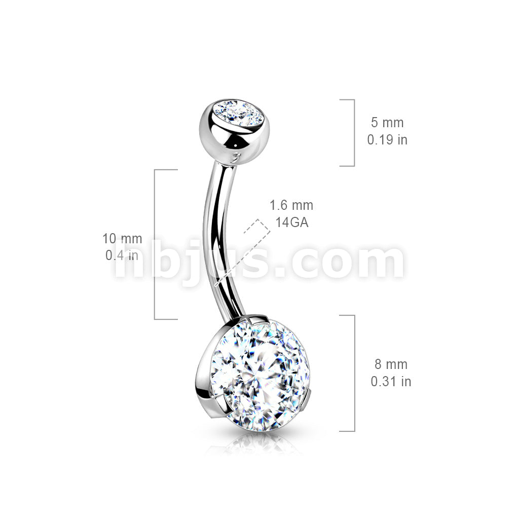 316L Surgical Steel Navel Ring with Prong Set Gem - Image 11