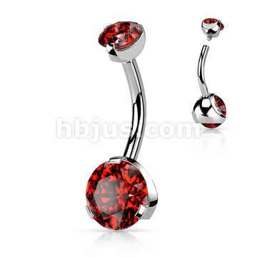 316L Surgical Steel Internally Threaded Prong Set CZ Navel Ring - Image 8