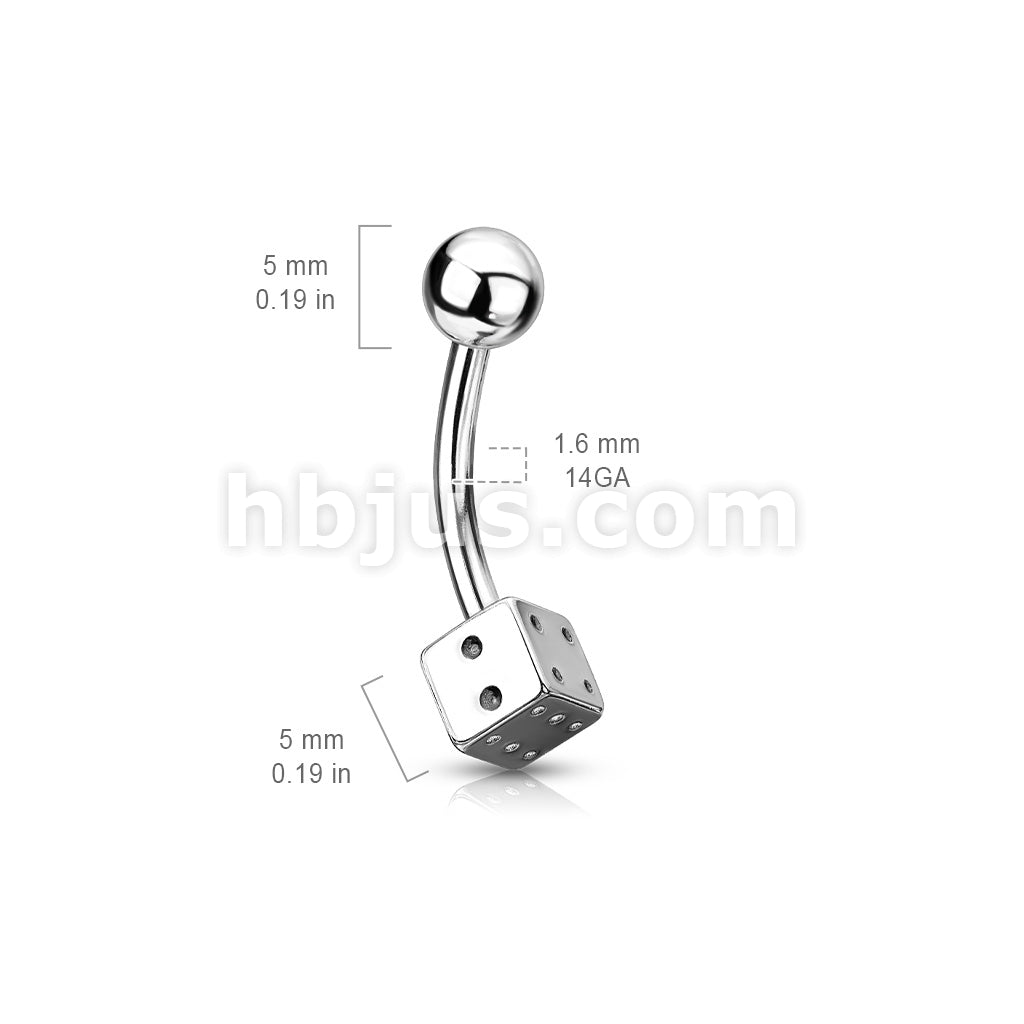 316L Surgical Steel Steel 1-Dice Navel Ring - Image 2