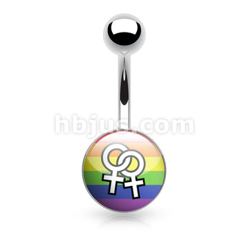 Picture Logo Inlaid and Clear Epoxy Covered 316L Surgical Steel Belly... - Image 3