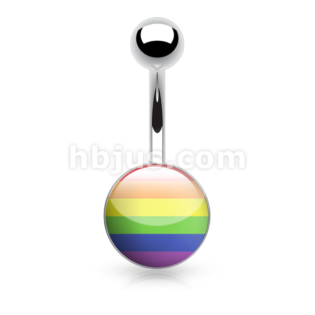 Picture Logo Inlaid and Clear Epoxy Covered 316L Surgical Steel Belly... - Image 4