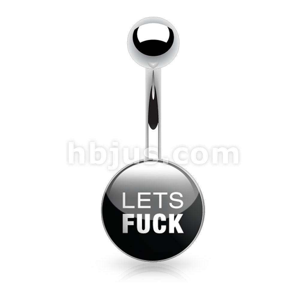 Text Logo Inlaid and Clear Epoxy Covered 316L Surgical Steel Belly... - Image 4