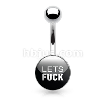 Text Logo Inlaid and Clear Epoxy Covered 316L Surgical Steel Belly... - Image 4