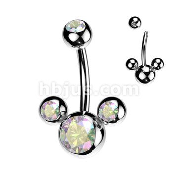 316L Surgical Steel Triple Bubble Navel Ring - Image 2