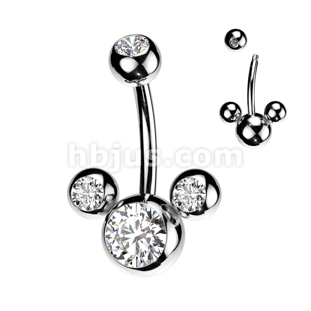 316L Surgical Steel Triple Bubble Navel Ring - Image 3