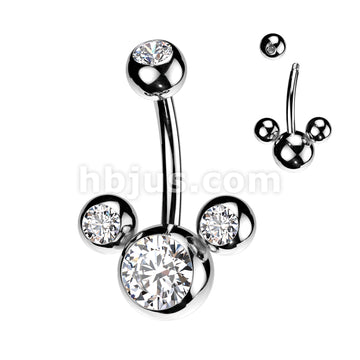 316L Surgical Steel Triple Bubble Navel Ring - Image 3