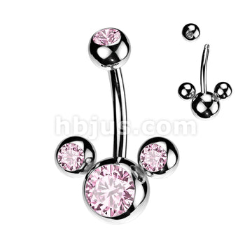 316L Surgical Steel Triple Bubble Navel Ring - Image 5
