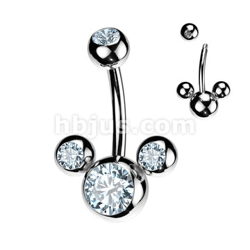 316L Surgical Steel Triple Bubble Navel Ring - Image 6