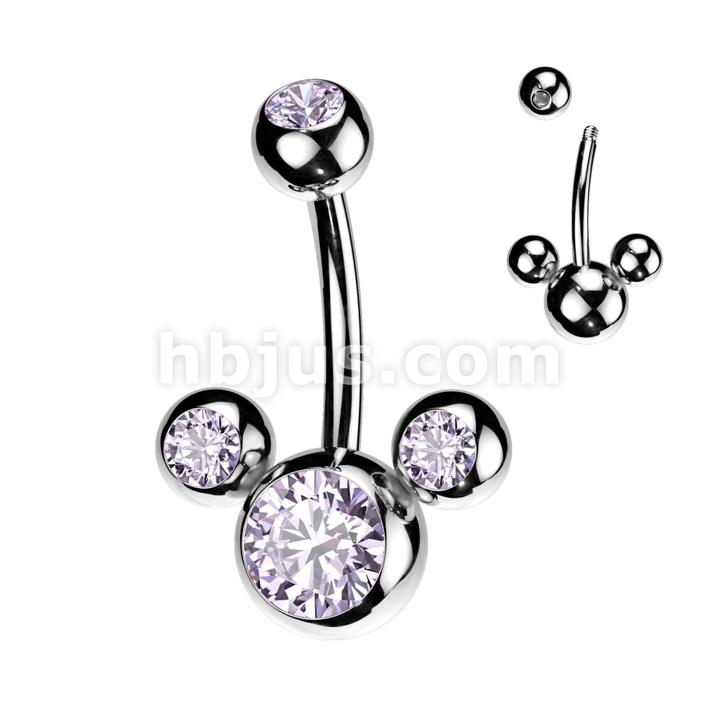 316L Surgical Steel Triple Bubble Navel Ring - Image 8