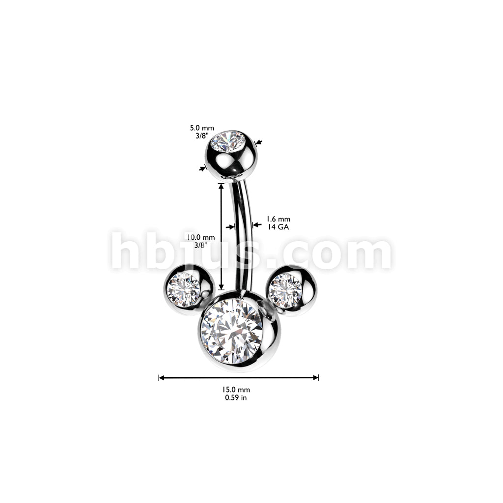 316L Surgical Steel Triple Bubble Navel Ring - Image 9