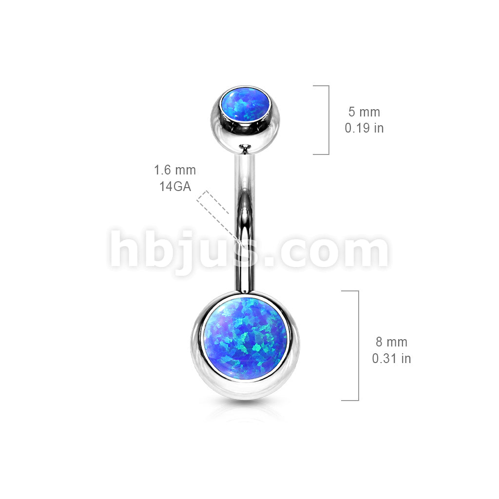 Opal Set Double Jeweled 316L Surgical Steel Belly Button Navel Rings - Image 8