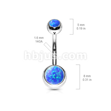 Opal Set Double Jeweled 316L Surgical Steel Belly Button Navel Rings - Image 8