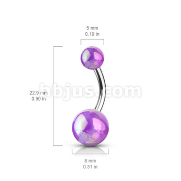Metallic AB Coating Balls Over 316L Surgical Steel Belly Button Navel Rings - Image 8