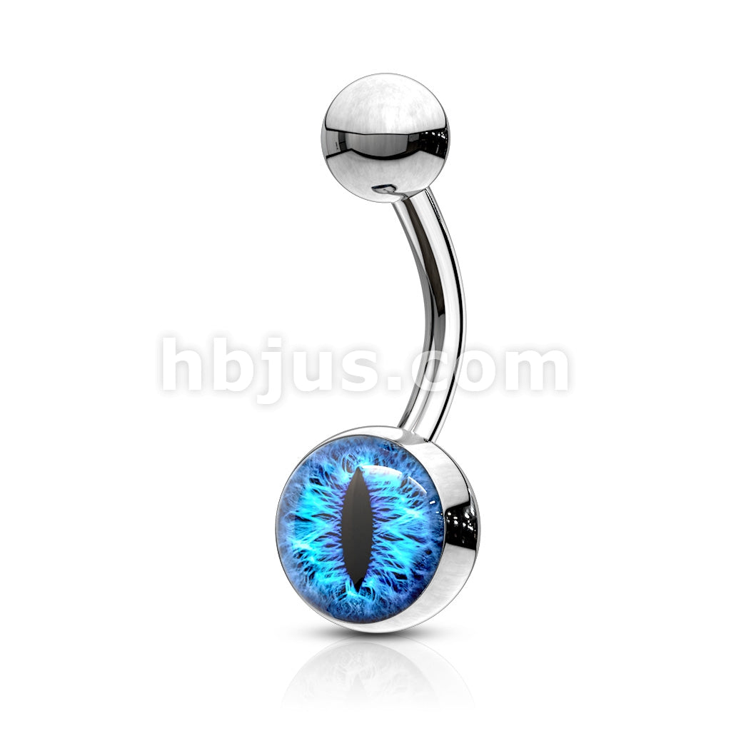 Snake Eye Inlaid 316L Surgical Steel Belly Button Navel Rings - Image 3