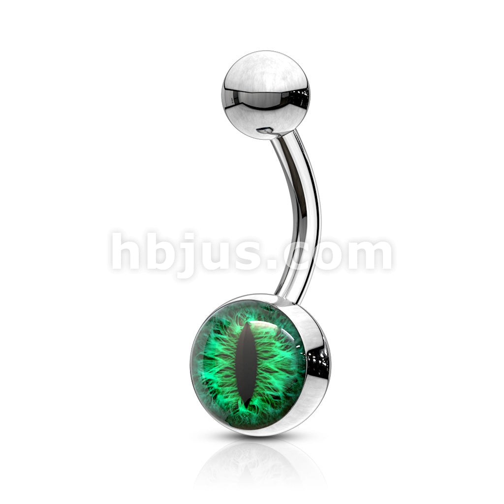 Snake Eye Inlaid 316L Surgical Steel Belly Button Navel Rings - Image 4