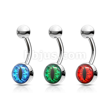 Snake Eye Inlaid 316L Surgical Steel Belly Button Navel Rings - Image 7