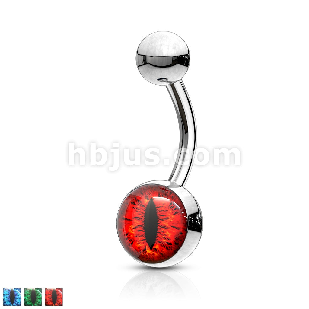 Snake Eye Inlaid 316L Surgical Steel Belly Button Navel Rings - Image 2