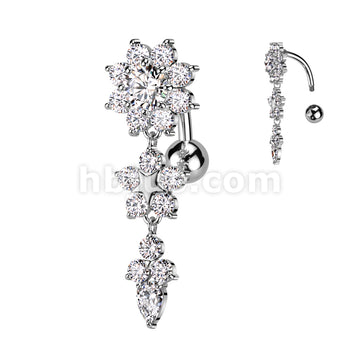 316L Surgical Steel 316L Surgical Steel Double Flower Top Drop Dangle... - Image 2