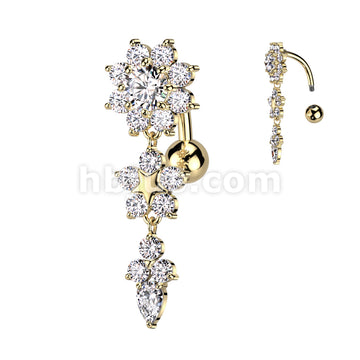 316L Surgical Steel 316L Surgical Steel Double Flower Top Drop Dangle... - Image 3