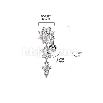 316L Surgical Steel 316L Surgical Steel Double Flower Top Drop Dangle... - Image 5