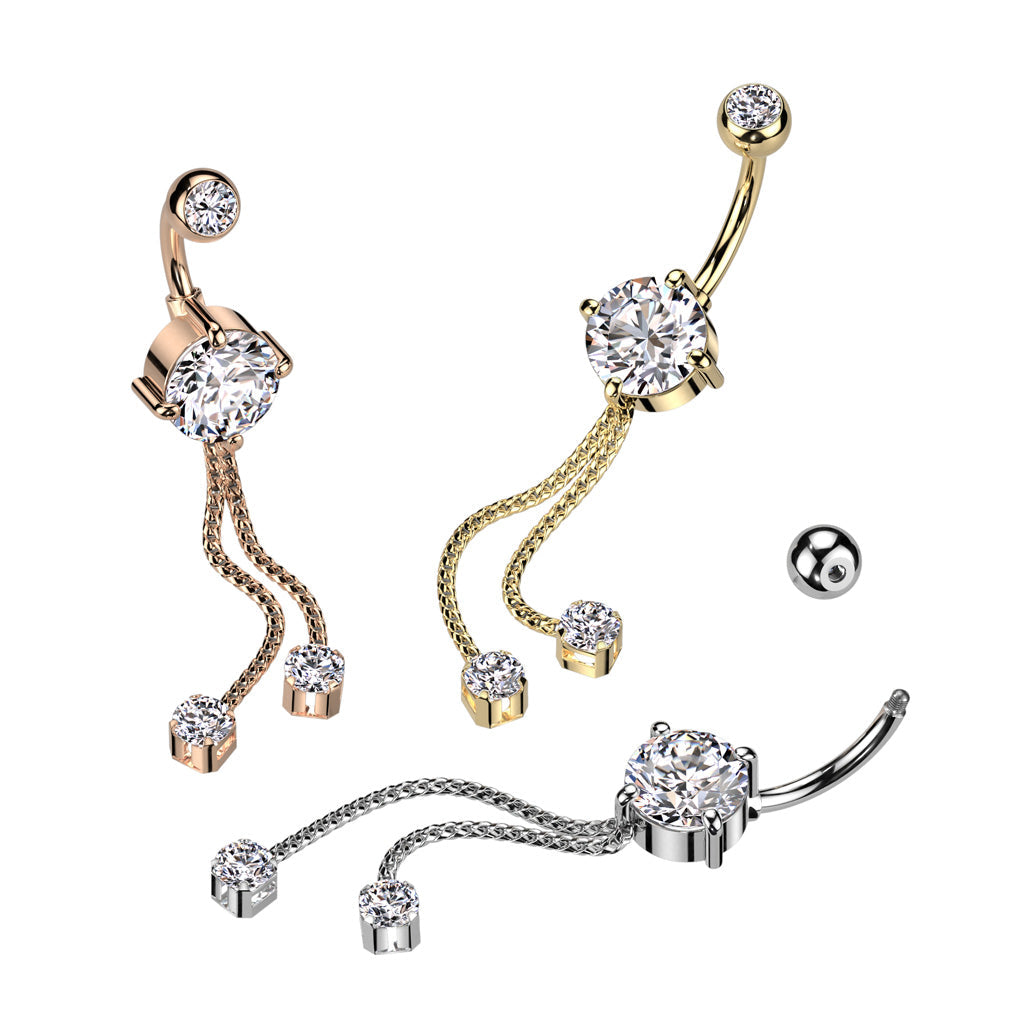 316L Surgical Steel 316L Surgical Steel Double Jeweled CZ With 2 Rope...