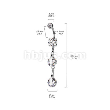 316L Surgical Steel 316L Surgical Steel Double CZ Dangle Belly Button Ring - Image 5
