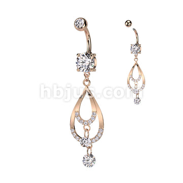 316L Surgical Steel 316L Surgical Steel Double CZ Pave Tear Drop With... - Image 4