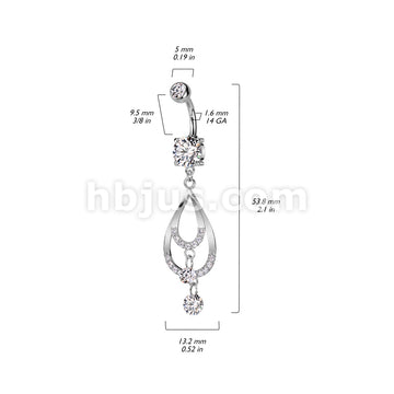 316L Surgical Steel 316L Surgical Steel Double CZ Pave Tear Drop With... - Image 5