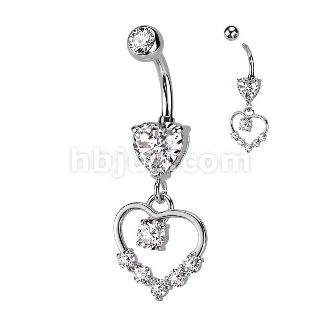 316L Surgical Steel 316L Surgical Steel Heart Shaped CZ With Hollow... - Image 2