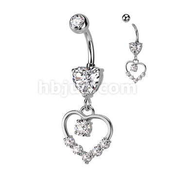 316L Surgical Steel 316L Surgical Steel Heart Shaped CZ With Hollow... - Image 2