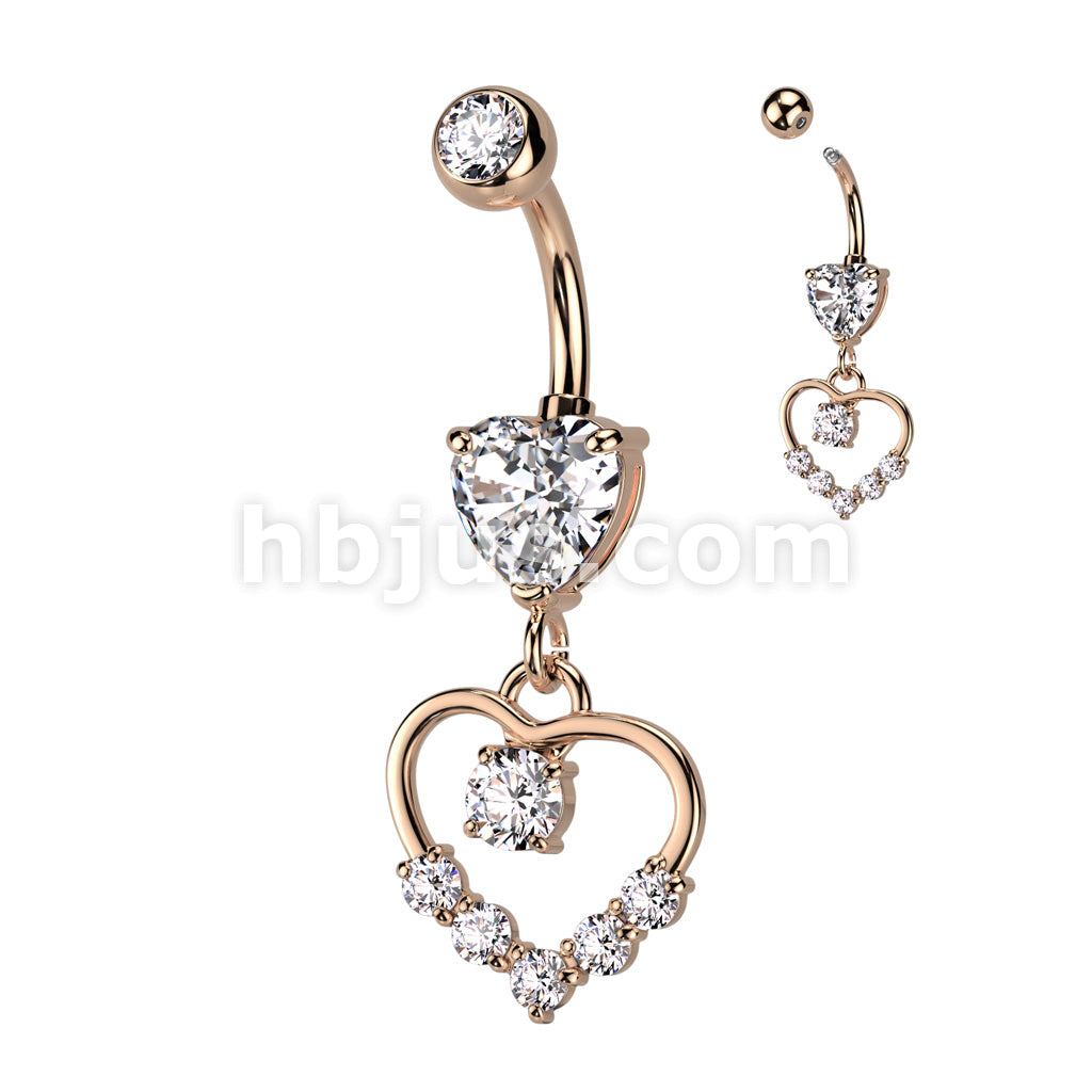 316L Surgical Steel 316L Surgical Steel Heart Shaped CZ With Hollow... - Image 4