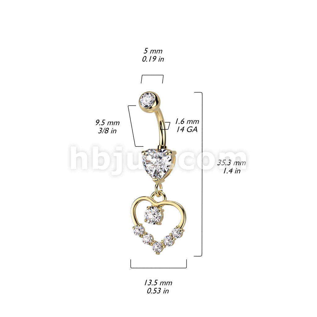 316L Surgical Steel 316L Surgical Steel Heart Shaped CZ With Hollow... - Image 5