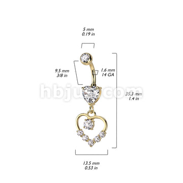 316L Surgical Steel 316L Surgical Steel Heart Shaped CZ With Hollow... - Image 5