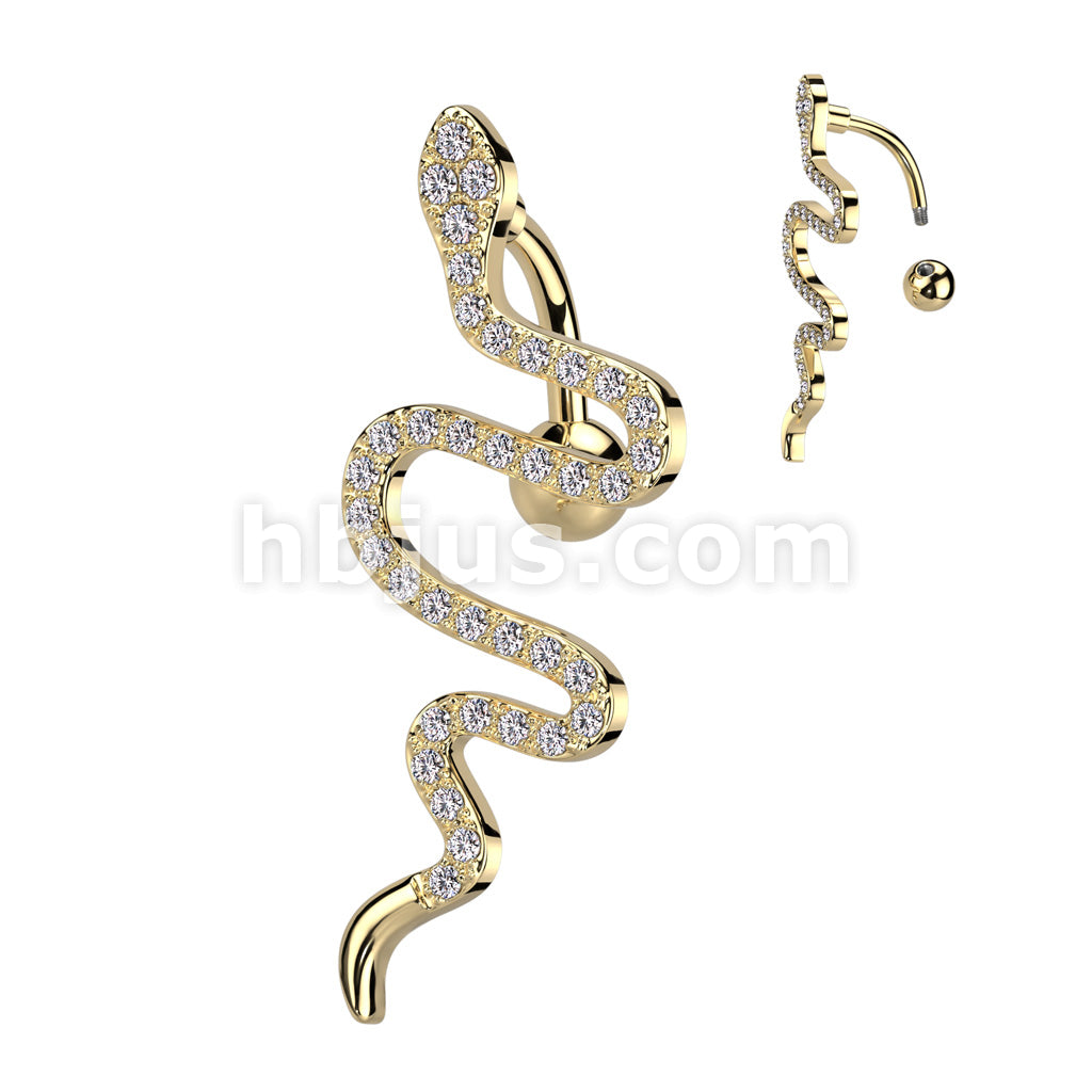 316L Surgical Steel 316L Surgical Steel Top Drop CZ Pave Snake Belly... - Image 3