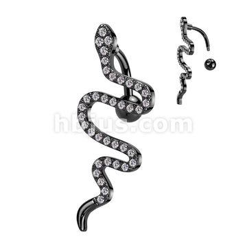 316L Surgical Steel 316L Surgical Steel Top Drop CZ Pave Snake Belly... - Image 4
