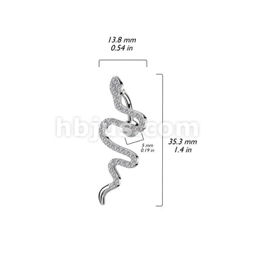 316L Surgical Steel 316L Surgical Steel Top Drop CZ Pave Snake Belly... - Image 5