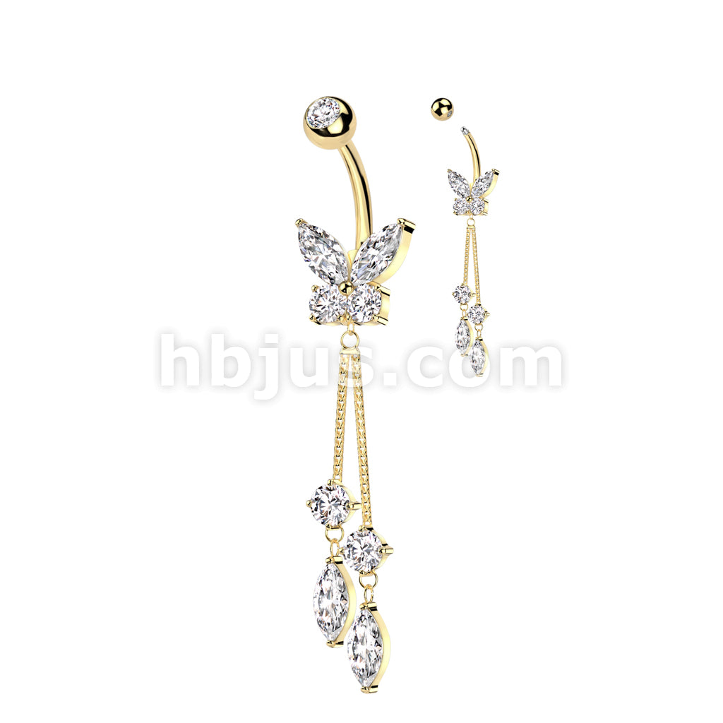 316L Surgical Steel 316L Surgical Steel CZ Butterfly With Double Round... - Image 3