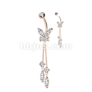 316L Surgical Steel 316L Surgical Steel CZ Butterfly With Double Round... - Image 4