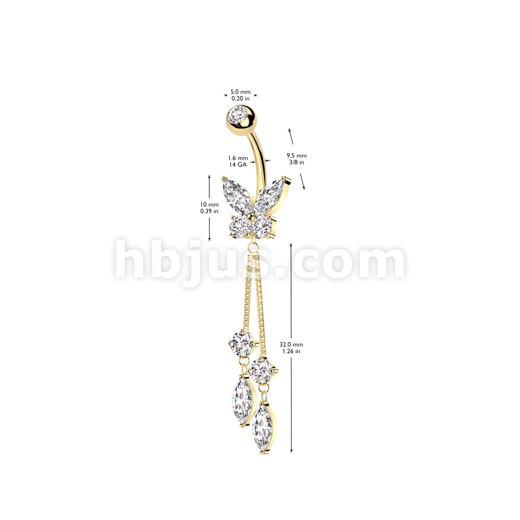 316L Surgical Steel 316L Surgical Steel CZ Butterfly With Double Round... - Image 5