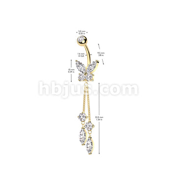316L Surgical Steel 316L Surgical Steel CZ Butterfly With Double Round... - Image 5