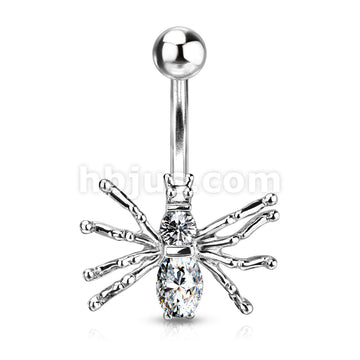 316L Surgical Steel 316L Surgical Steel CZ Spider Belly Button Ring - Image 2